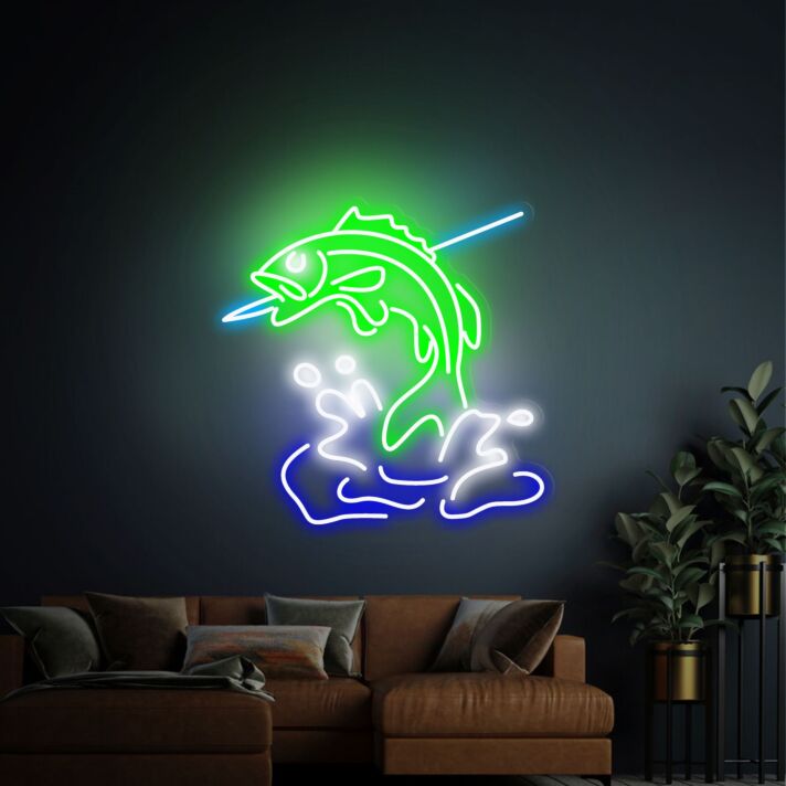 Springender Fisch LED-Neonschild Wohnzimmer Bar