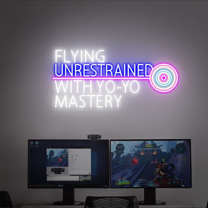 FLYING UNRESTRAINED WITH YO-YO MASTERY LED-Neonschild für Gaming Wohnzimmer