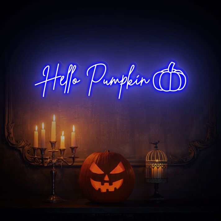 Hello Pumpkin LED-Neonschild für Halloween Wohnzimmer