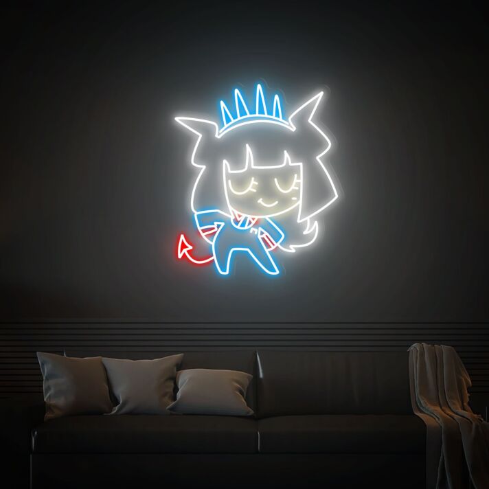 Chibi Teufelsfigur LED-Neonschild für Gamingzimmer oder Bar