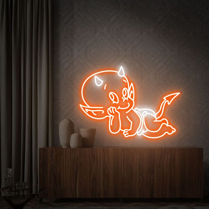 Brighten Your Space with Hot Stuff The Little Devil LED Neon Sign - Perfect for Home Decor, Bars, and Playrooms.
