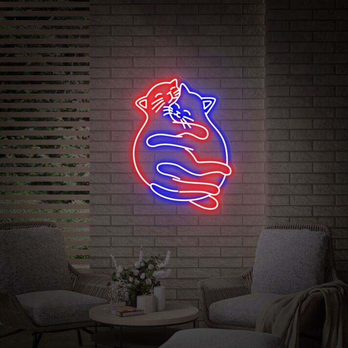umarmende Katzen LED-Neonschild Wohnzimmer Schlafzimmer
