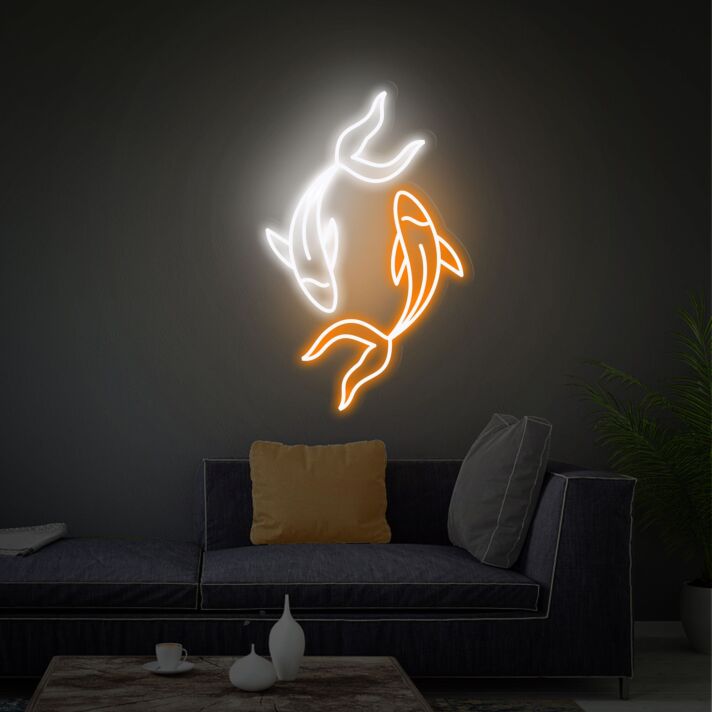 Elevate Your Space: Japanese Fish Neon Art Koi Lover Gift Ideal for Home, Office, Bars, and Weddings - Japan Wall Decor LED Neon Signs