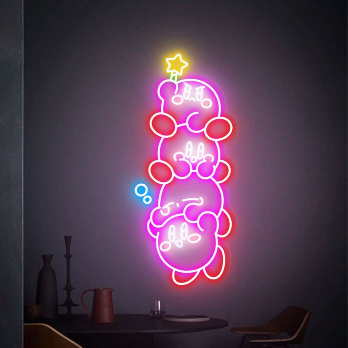 Videospielfigur Stapel mit Stern LED-Neonschild Wohnzimmer Gamingzimmer