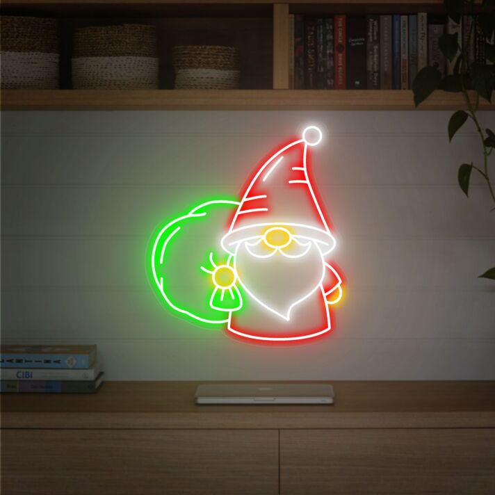 Weihnachtsmann mit Geschenksack LED-Neonschild Wohnzimmer Weihnachtsdekoration
