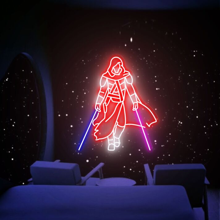 Elevate Your Space: Ideal for Home Theaters, Man Caves, and Sci-Fi Themed Parties -- Lightsaber Samurai Led Neon Sign Star Wars Wall Decor.
