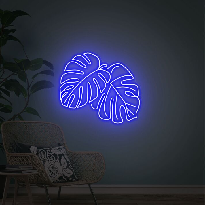 Monstera Blätter LED-Neonschild Wohnzimmer Dekoration