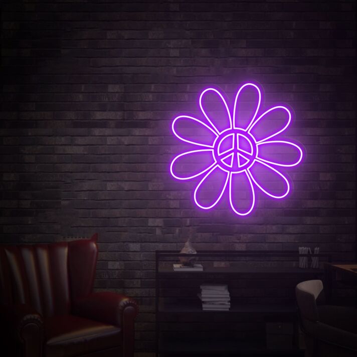 Friedenszeichen Blume LED-Neonschild Wohnzimmer Cafe