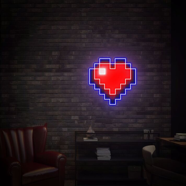 Pixel Herz LED-Neonschild Wohnzimmer Gamingzimmer