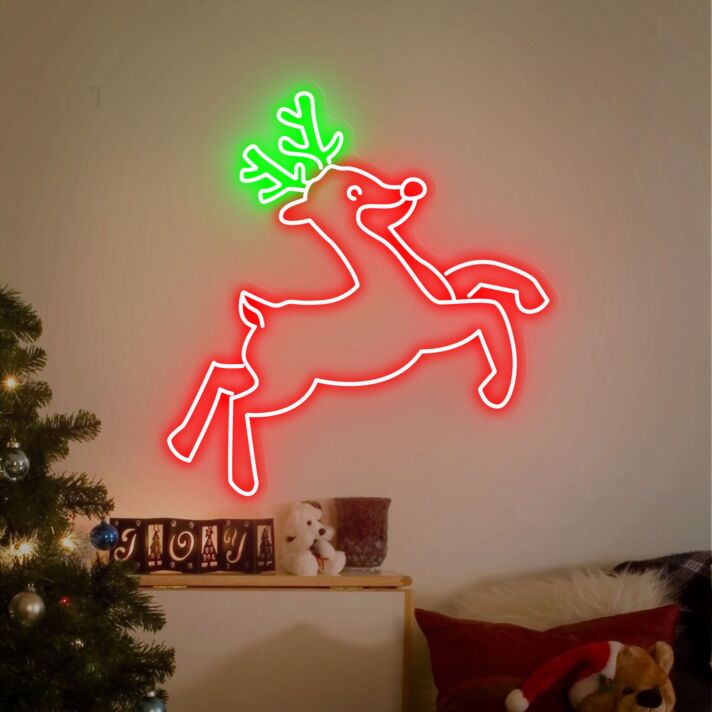 Weihnachtsrentier LED-Neonschild Wohnzimmer Weihnachtsdeko