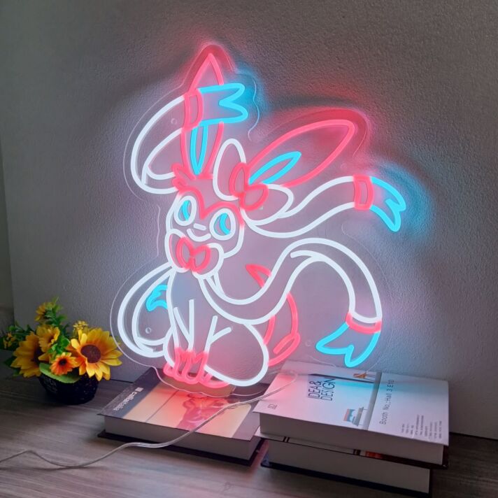 fantasiehaftes Tier mit Schleifen LED-Neonschild für Kinderzimmer Gamingraum