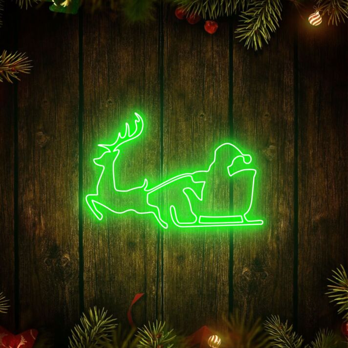 Weihnachtsmann im Rentierschlitten LED-Neonschild Wohnzimmer Weihnachtsdekoration