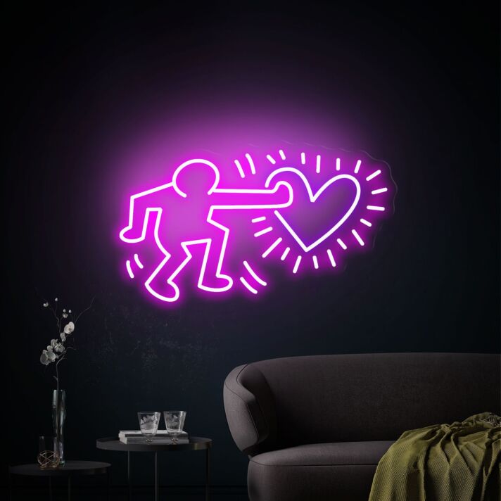 Figur mit Herzsymbol LED-Neonschild Wohnzimmer Lounge
