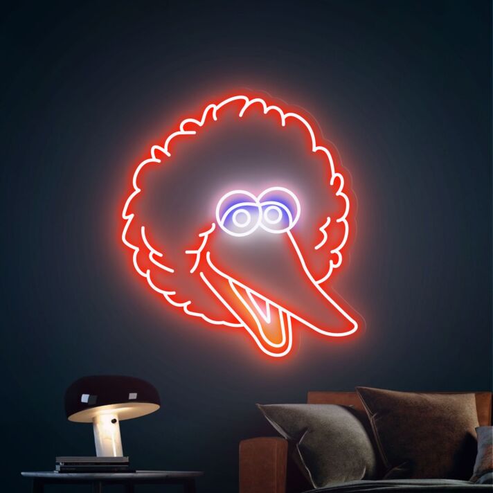 Vogelkopf mit Locken LED-Neonschild Wohnzimmer Kinderzimmer