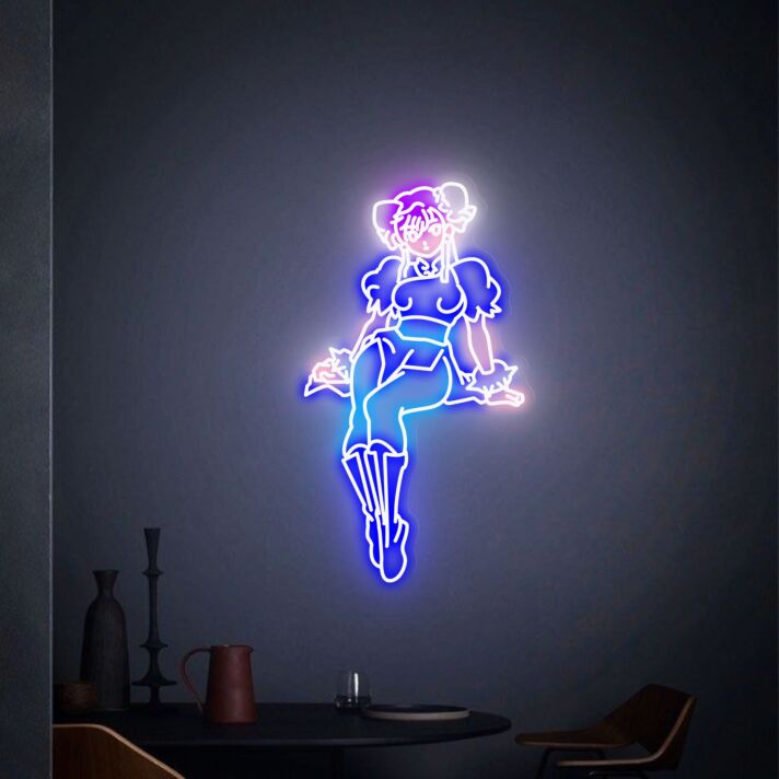 Anime Stil Neon LED Wandlicht mit weiblicher Figur für moderne Raumdekoration