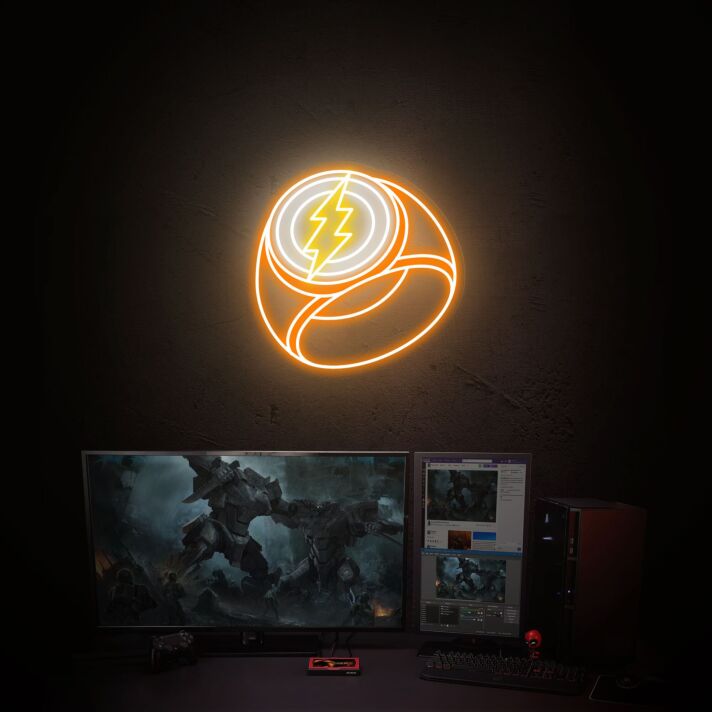 Blitzsymbol in Ringform LED-Neonschild für Gamingzimmer und Schreibtischdekor