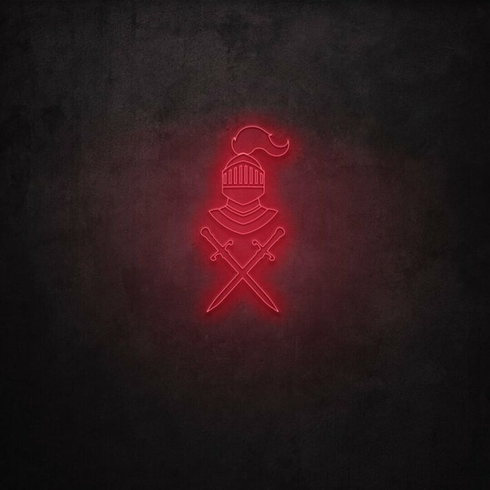Ritterhelm mit gekreuzten Schwertern LED-Neonschild Gaming Bar