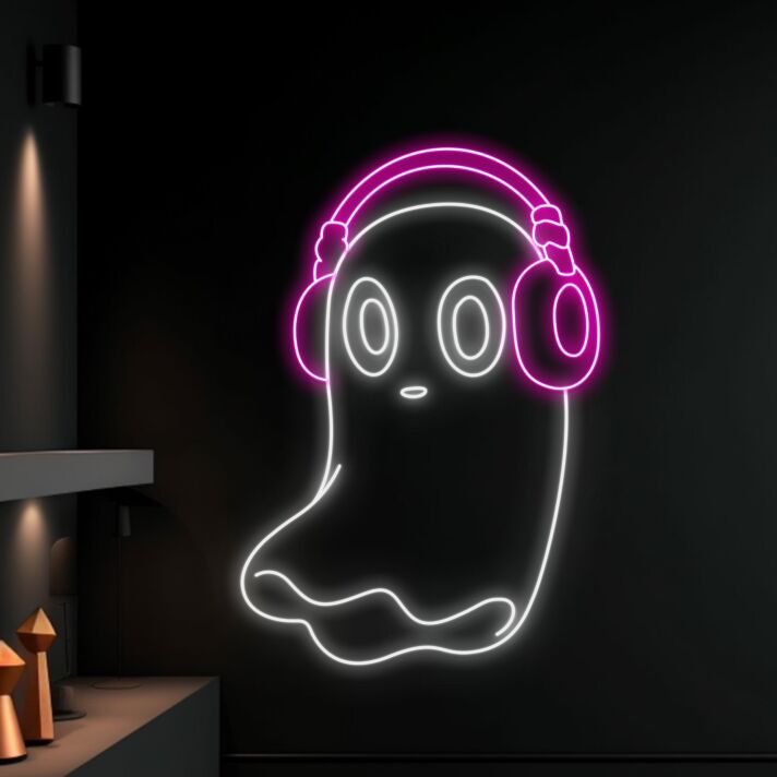 Light Up Your Spooky Celebrations and Cozy Corners with Boo Ghost Listen To Music Led Neon Sign - Perfect for Home Decor, Halloween Parties, and Unique Office Vibes.