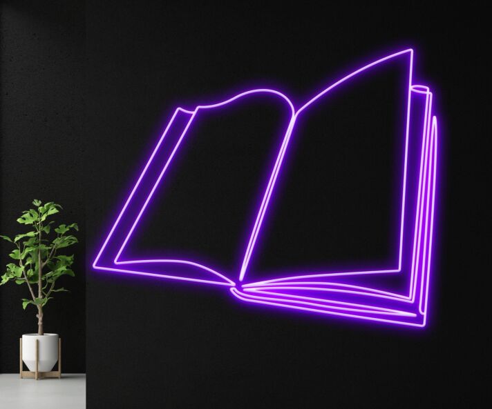 aufgeschlagenes Buch LED-Neonschild für Bibliothek und Leseraum