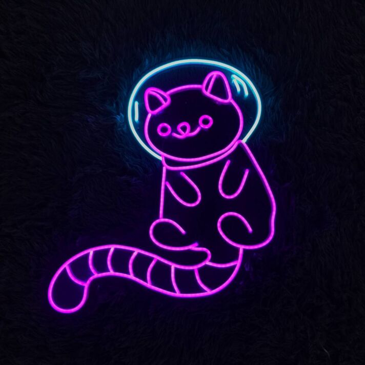 Katze im Astronautenhelm LED-Neonschild Wohnzimmer Kinderzimmer