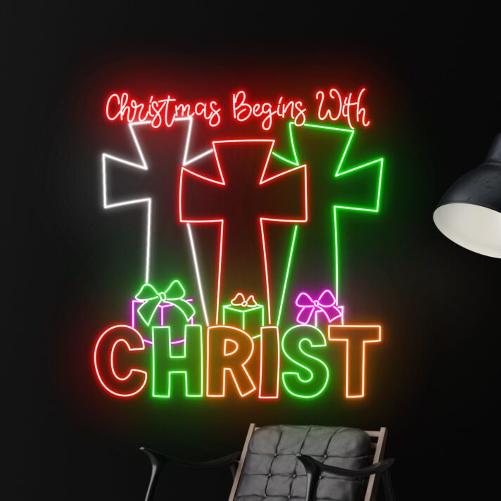 Christmas Begins With CHRIST LED-Neonschild Wohnzimmer Kirche