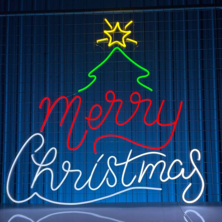 Merry Christmas LED-Neonschild für Weihnachten Wohnzimmer