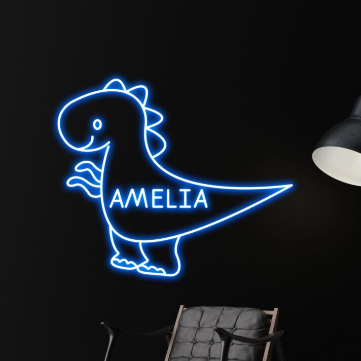 Personalisierbares Dinosaurier LED-Neonschild mit Wunschname