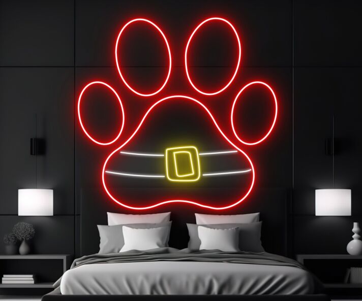 Pfotenabdruck mit Gürtel LED-Neonschild Schlafzimmer Wohnzimmer