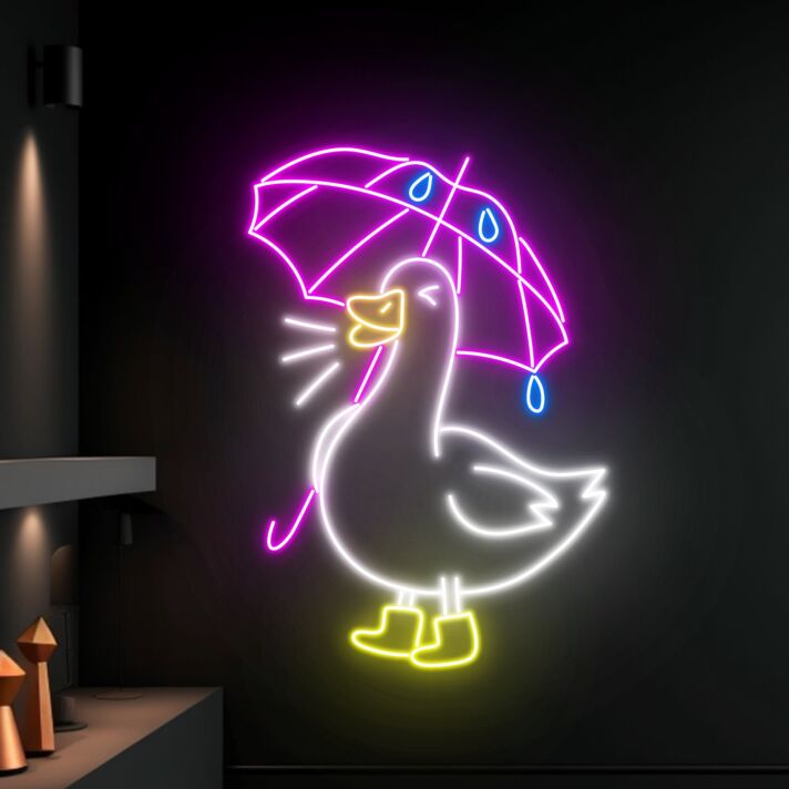 Ente mit Regenschirm LED-Neonschild Wohnzimmer Kinderzimmer