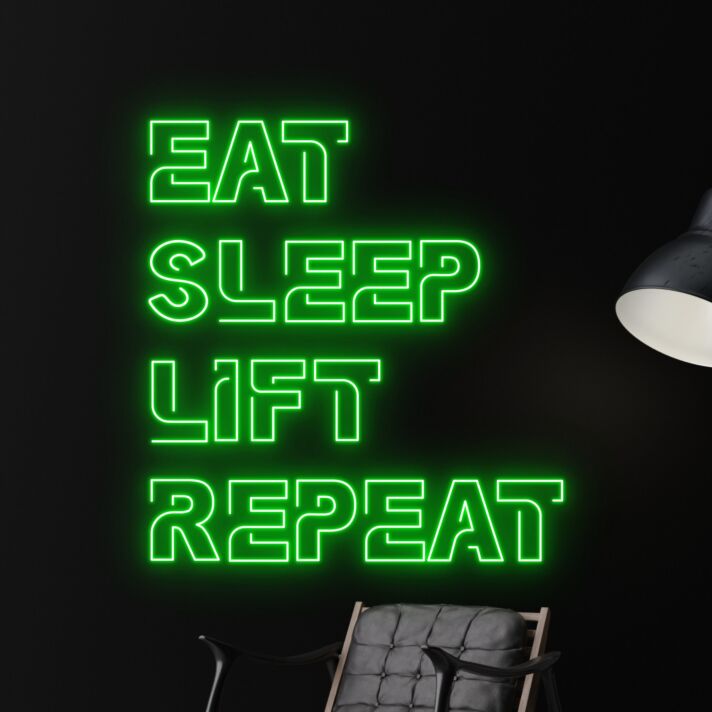 EAT SLEEP LIFT REPEAT LED-Neonschild Fitnessstudio Home Gym