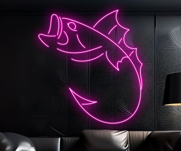 springender Fisch LED-Neonschild für Restaurant Bar