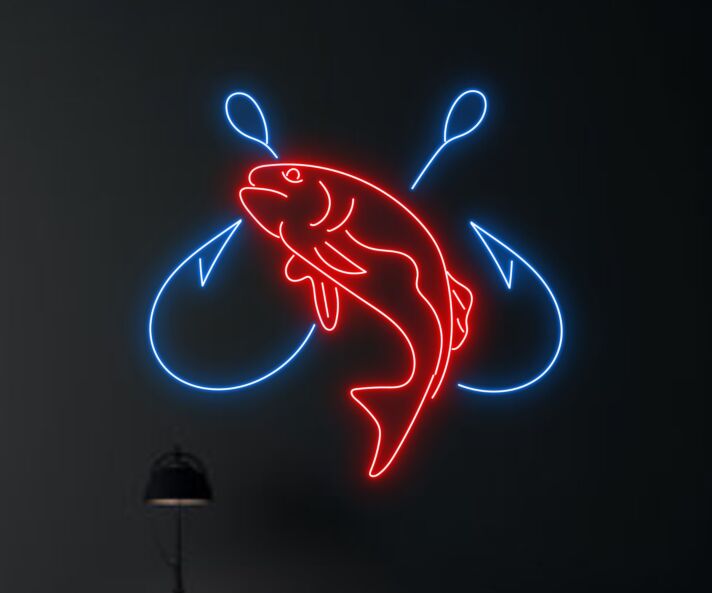Fisch mit Angelhaken LED-Neonschild für Restaurant Bar