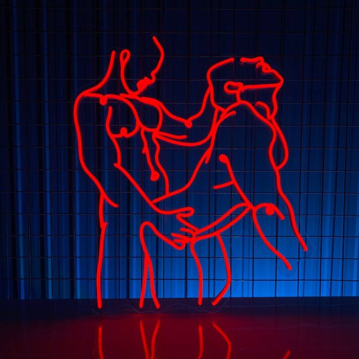 Erotische Umrisszeichnung zweier Personen LED-Neonschild für Bar Club