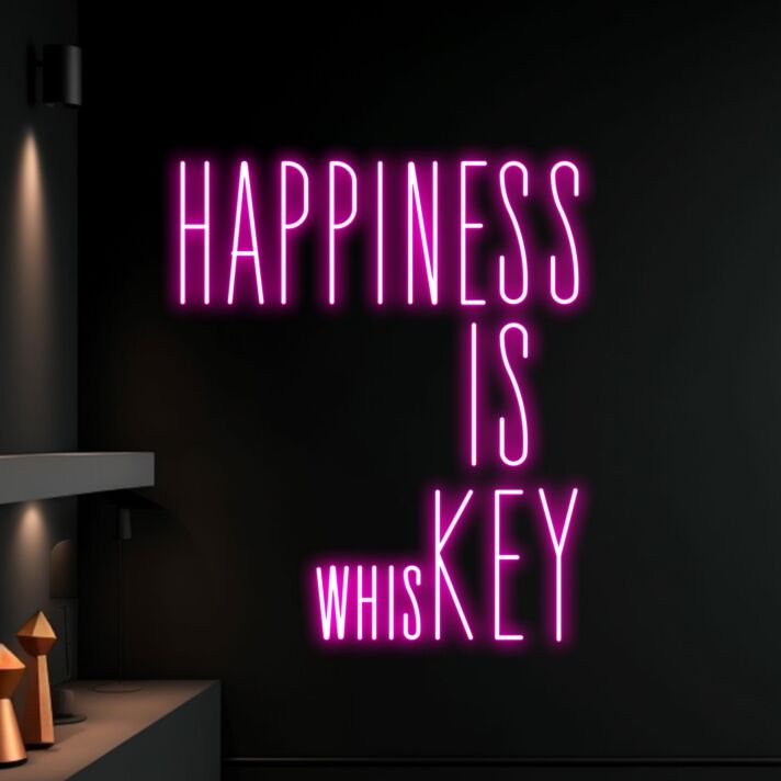 HAPPINESS IS whisKEY LED-Neonschild für Bar und Wohnzimmer