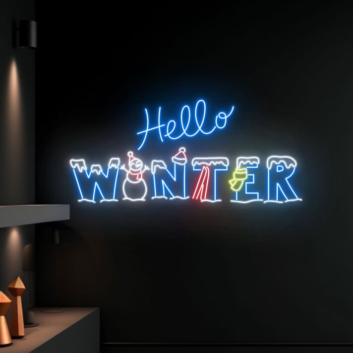 Hello Winter LED-Neonschild Wohnzimmer Winterdekoration