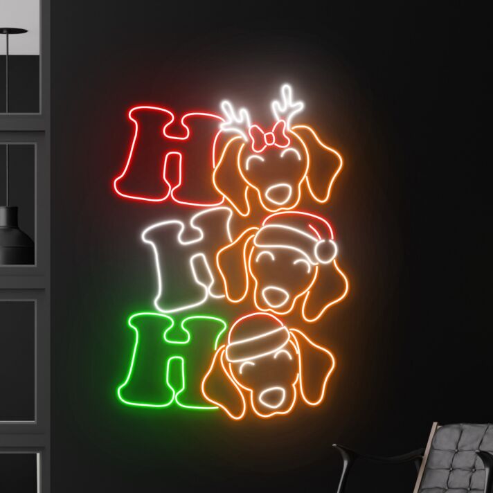Ho Ho Ho LED-Neonschild Wohnzimmer Weihnachten