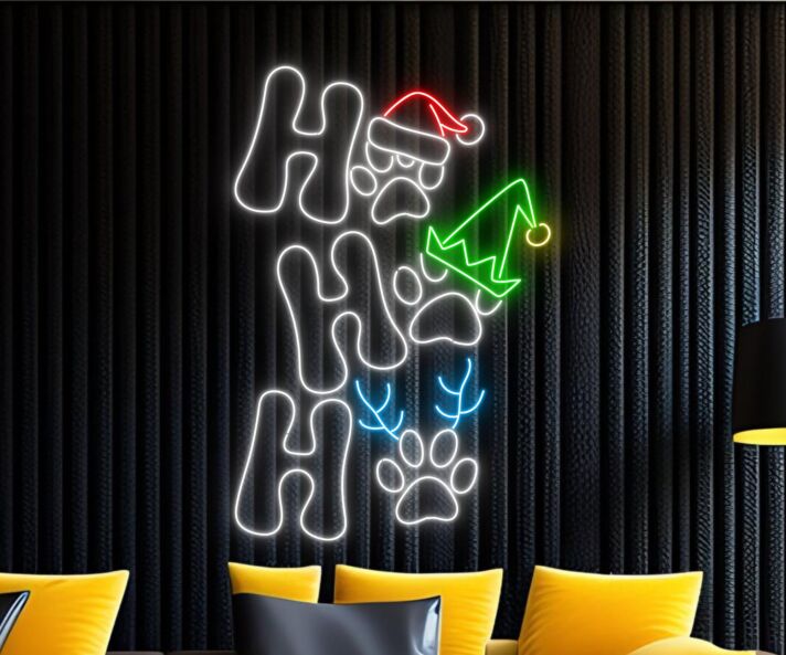 Ho Ho Ho LED-Neonschild Wohnzimmer Weihnachten