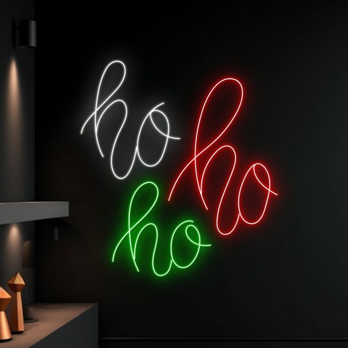 ho ho ho LED-Neonschild Weihnachten Wohnzimmer