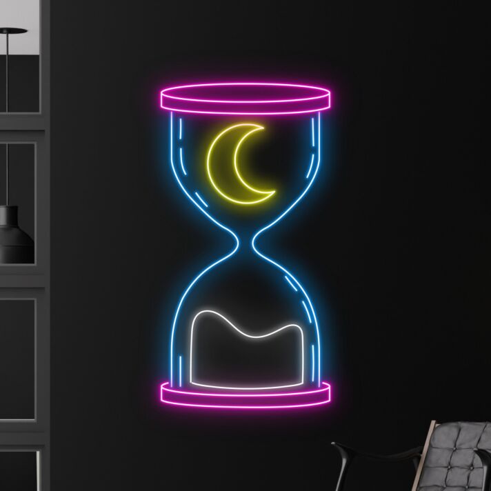 Sanduhr mit Mond LED-Neonschild Wohnzimmer Büro