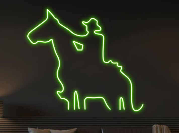 Cowboy auf Pferd LED-Neonschild für Bar oder Wohnzimmer