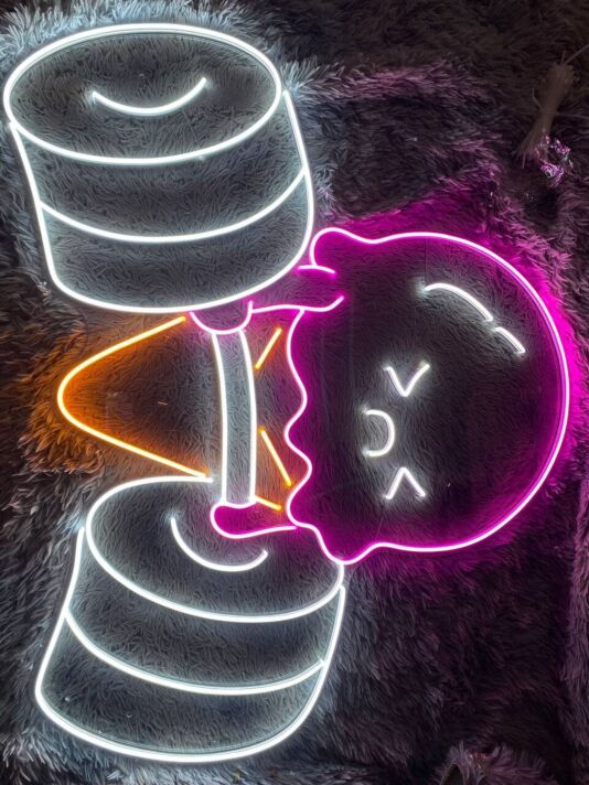 Eiscreme mit Waffeln LED-Neonschild für Café und Eisdiele