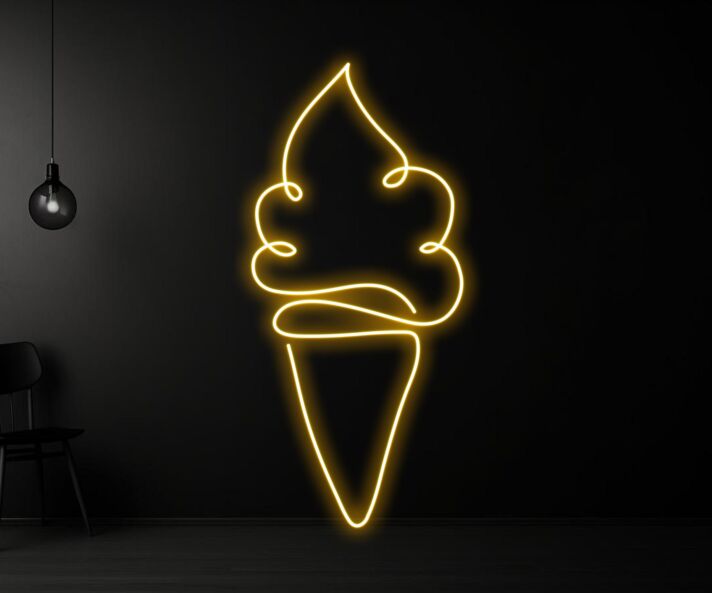 Eiswaffel mit Softeis LED-Neonschild für Café und Eisdiele