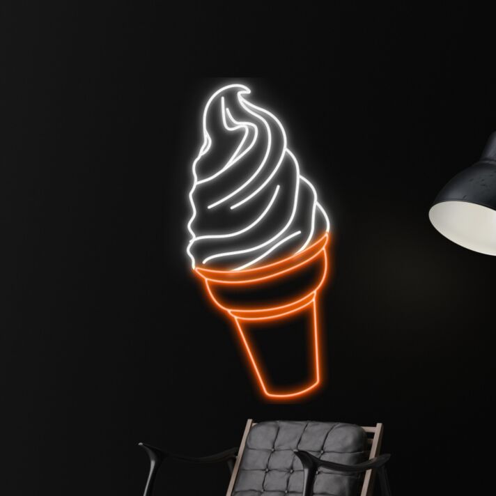 Eiswaffel mit Softeis LED-Neonschild für Café und Eisdiele