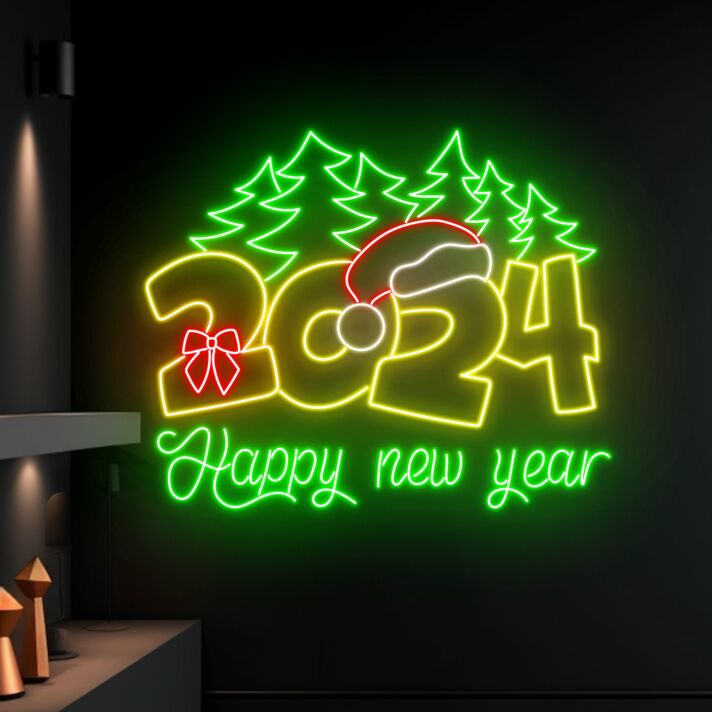 2024 Happy new year LED-Neonschild Wohnzimmer Party