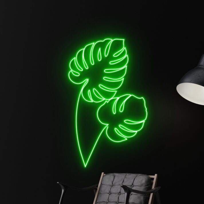 Monstera Blätter LED-Neonschild Wohnzimmer Büro