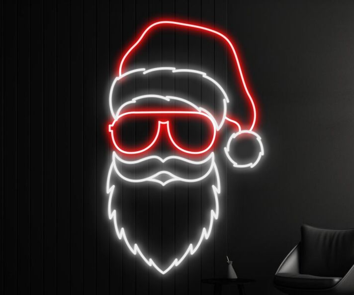 Weihnachtsmann mit Sonnenbrille LED-Neonschild Wohnzimmer Weihnachtsdekoration
