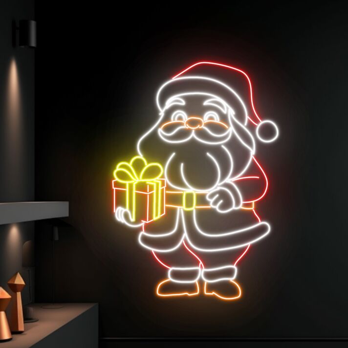 Weihnachtsmann mit Geschenk LED-Neonschild Wohnzimmer Weihnachtsdekoration