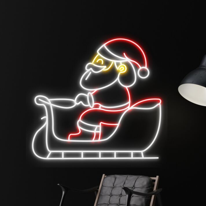 Weihnachtsmann im Schlitten LED-Neonschild Wohnzimmer Weihnachtsdekoration