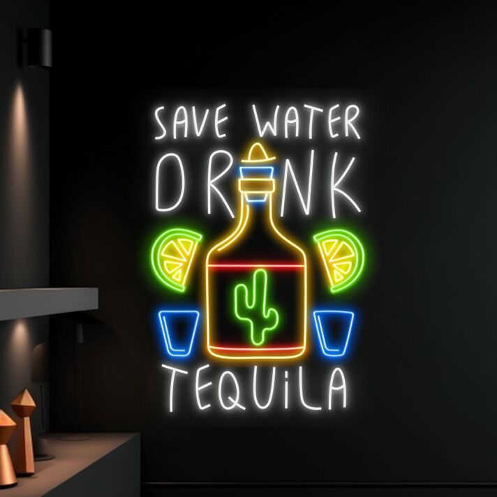 SAVE WATER DRINK TEQUILA LED-Neonschild für Bar Club