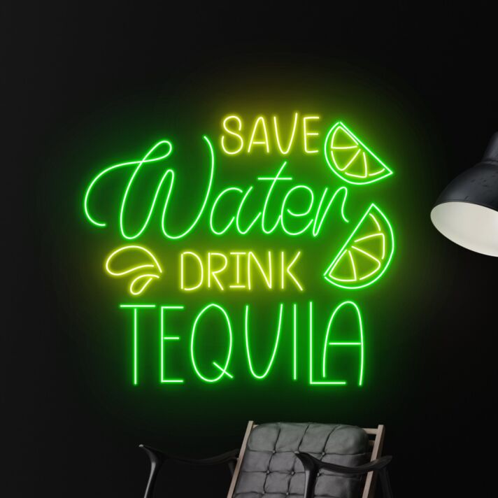 SAVE WATER DRINK TEQUILA LED-Neonschild für Bar Club
